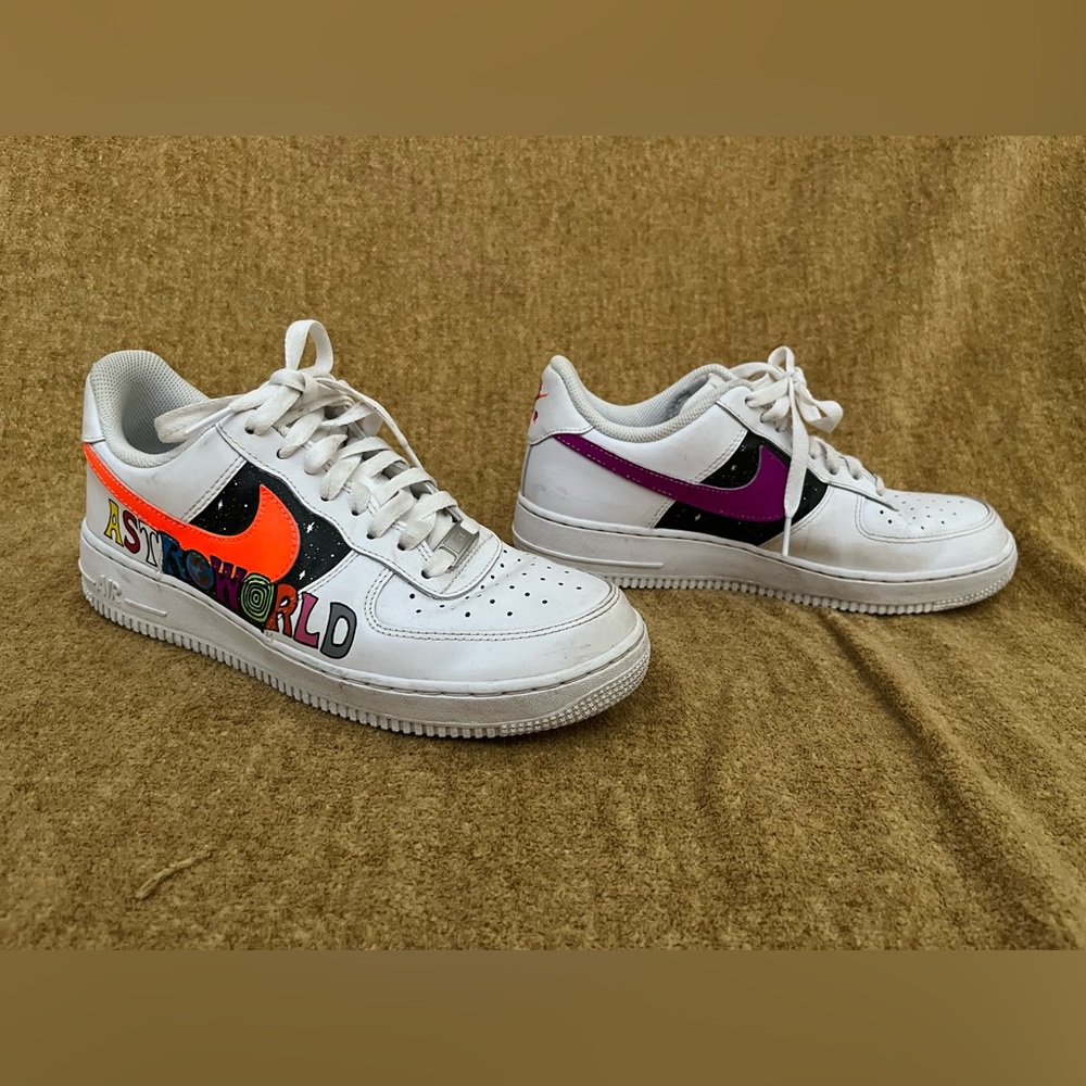 Nike Air Force 1s (White) custom painted Astro World (Travis Scott)